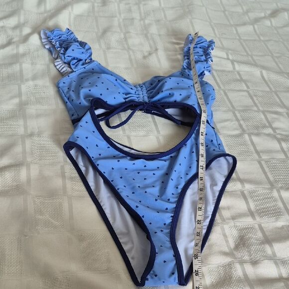 Forever 21 Blue Heart One Piece Swim Wear Medium - Picture 7 of 16